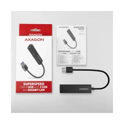AXAGON HMA-GL3A Multiport-Hub, USB 3.0 Typ A, Gbit-LAN, 3x USB-A, microSD