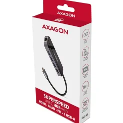 AXAGON HMC-6GL USB-Hub, 3x USB-3.0, 1x RJ-45, 1x HDMI