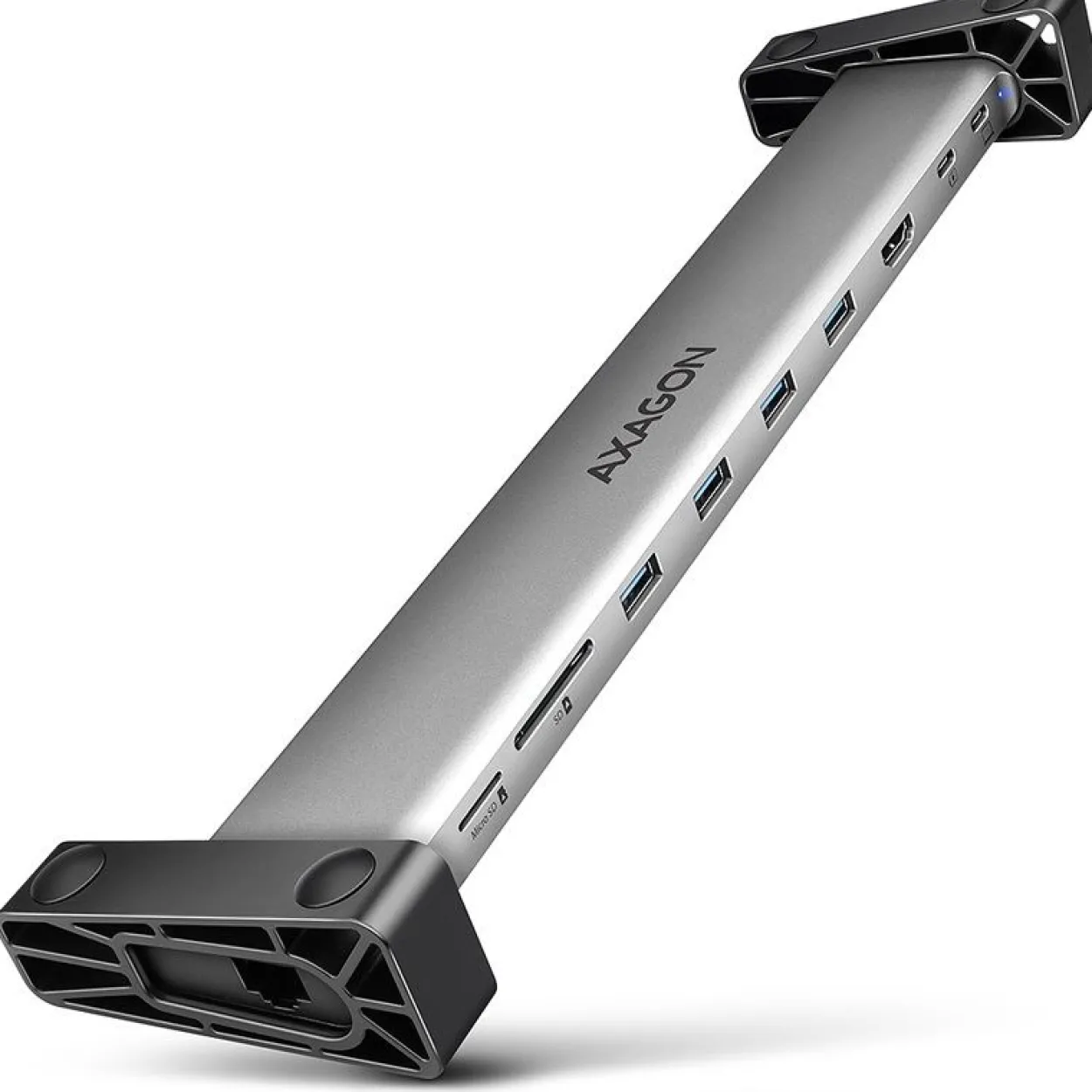 AXAGON HMC-10HLS Multiport-Hub, 4x USB-A und 2x USB-C, HDMI 4K/60Hz, RJ-45, SD/microSD, PD 100W