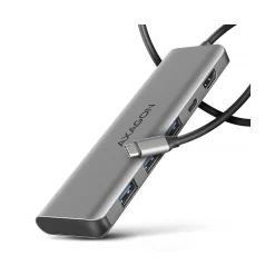 AXAGON HMC-5H USB-C 3.2 Gen 1 hub, 3x USB-A, 4K HDMI, PD 100W - Silber