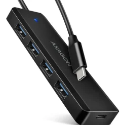 AXAGON HUE-C1C Superspeed USB-C Travel Hub, 4x USB 3.0 - 20cm, schwarz