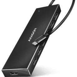 AXAGON HUE-F7C 7x USB 3.2 Gen 1 Aluminium Flat Hub, 30 cm USB-C-Kabel