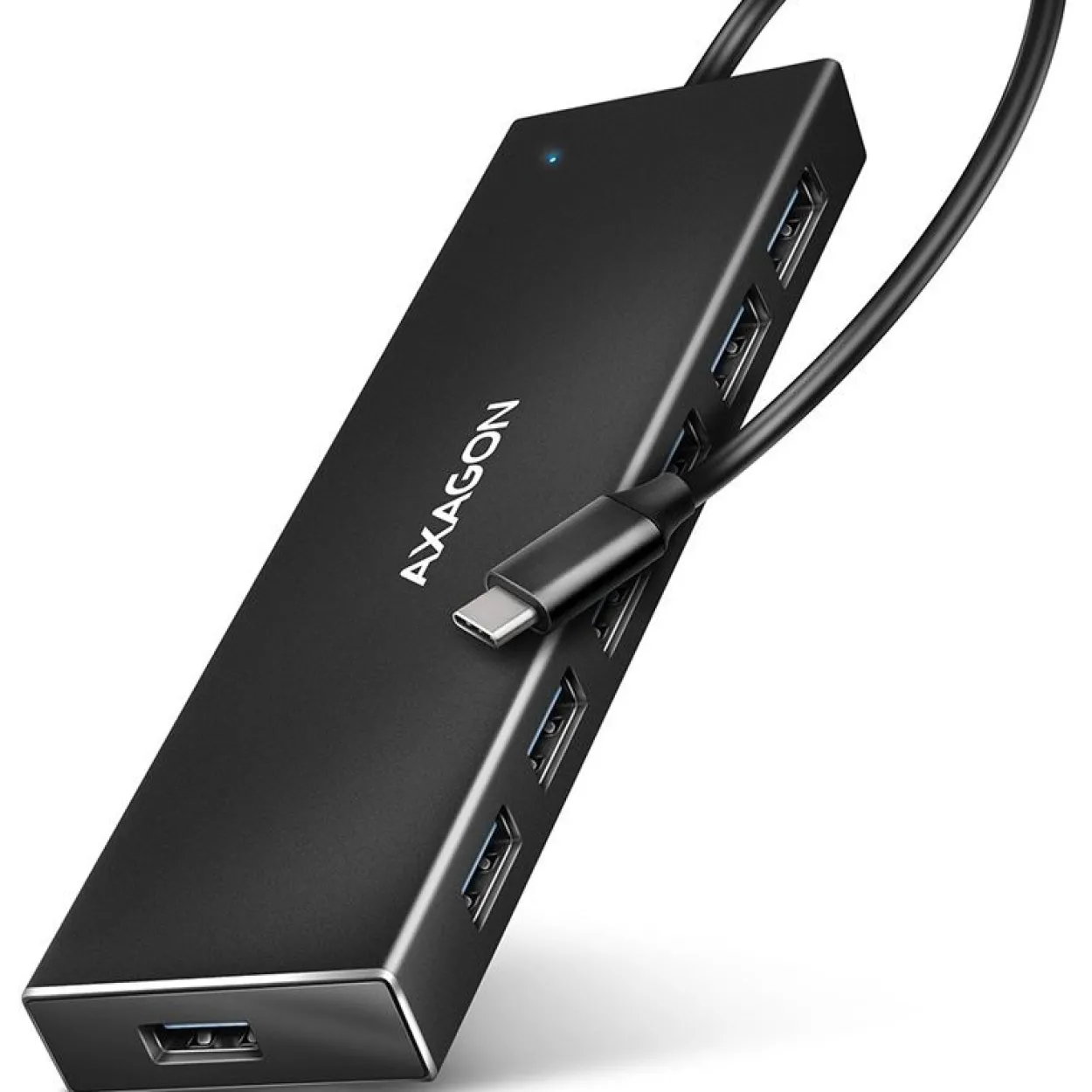AXAGON HUE-F7C 7x USB 3.2 Gen 1 Aluminium Flat Hub, 30 cm USB-C-Kabel