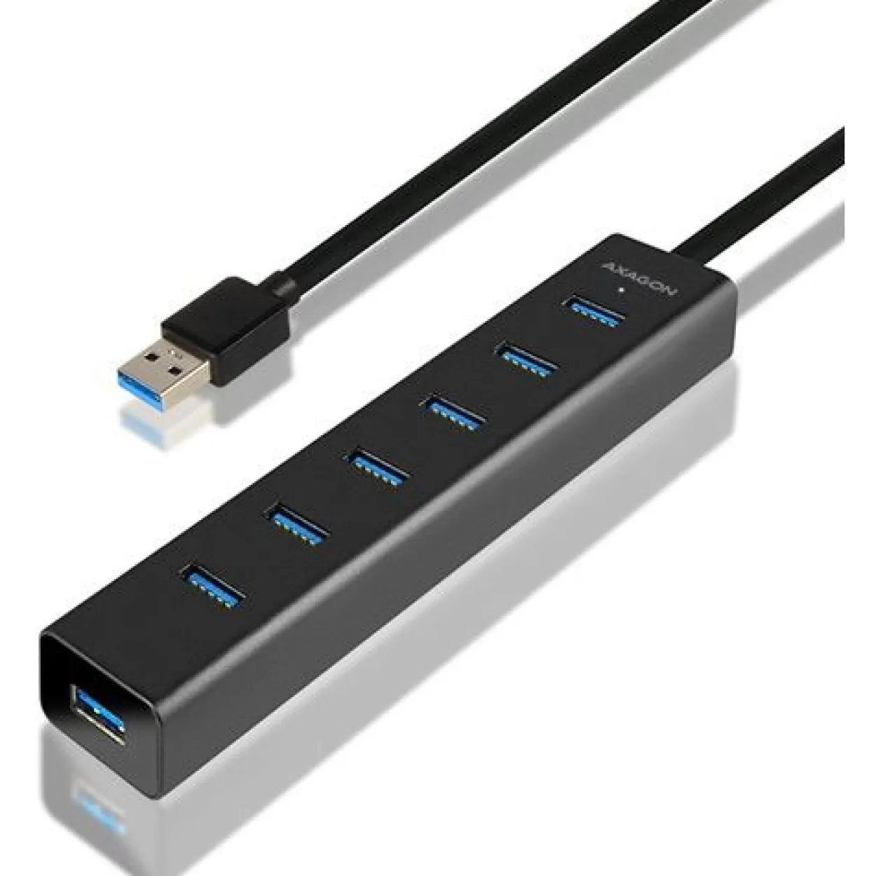 AXAGON HUE-SA7BP USB-A-Hub, 7x USB 3.0, 1x Micro-USB - 400 mm Kabel, Netzteil