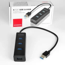 AXAGON HUE-S2B USB-A-Hub, 4x USB 3.0, externe Stromversorgung - 30 cm