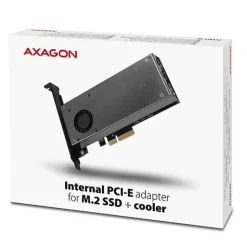 AXAGON PCEM2-DC PCIe-3.0-x4-Adapter, 1x M.2-NVMe, 1x M.2-SATA, bis 22110 - aktive Kühlung
