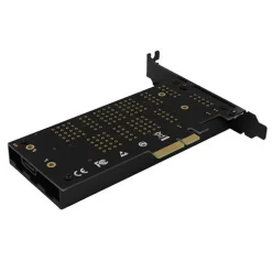 AXAGON PCEM2-DC PCIe-3.0-x4-Adapter, 1x M.2-NVMe, 1x M.2-SATA, bis 22110 - aktive Kühlung