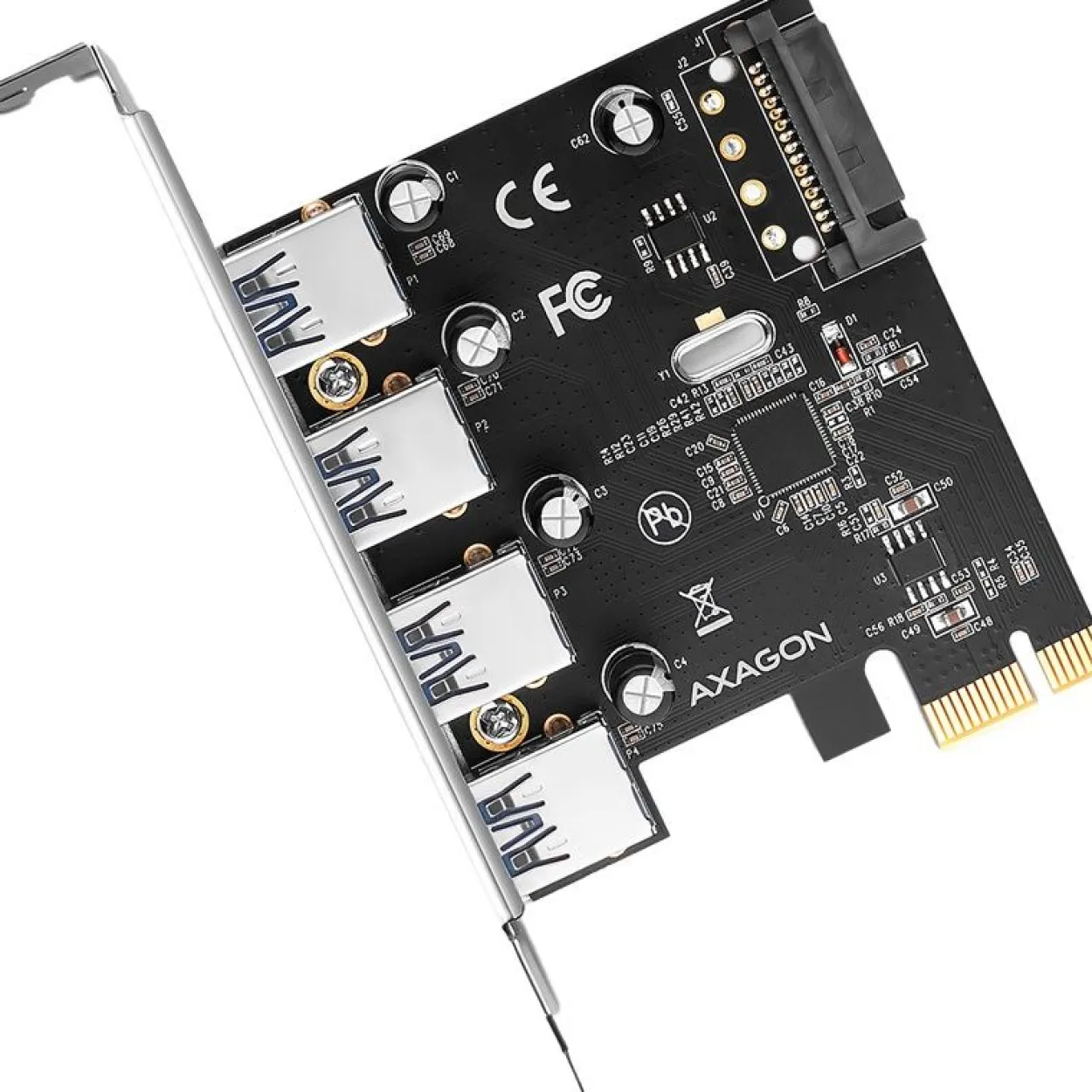 AXAGON PCEU-430RS Erweiterungskarte, PCIe 4.0 x1, 4x USB 3.0 - schwarz