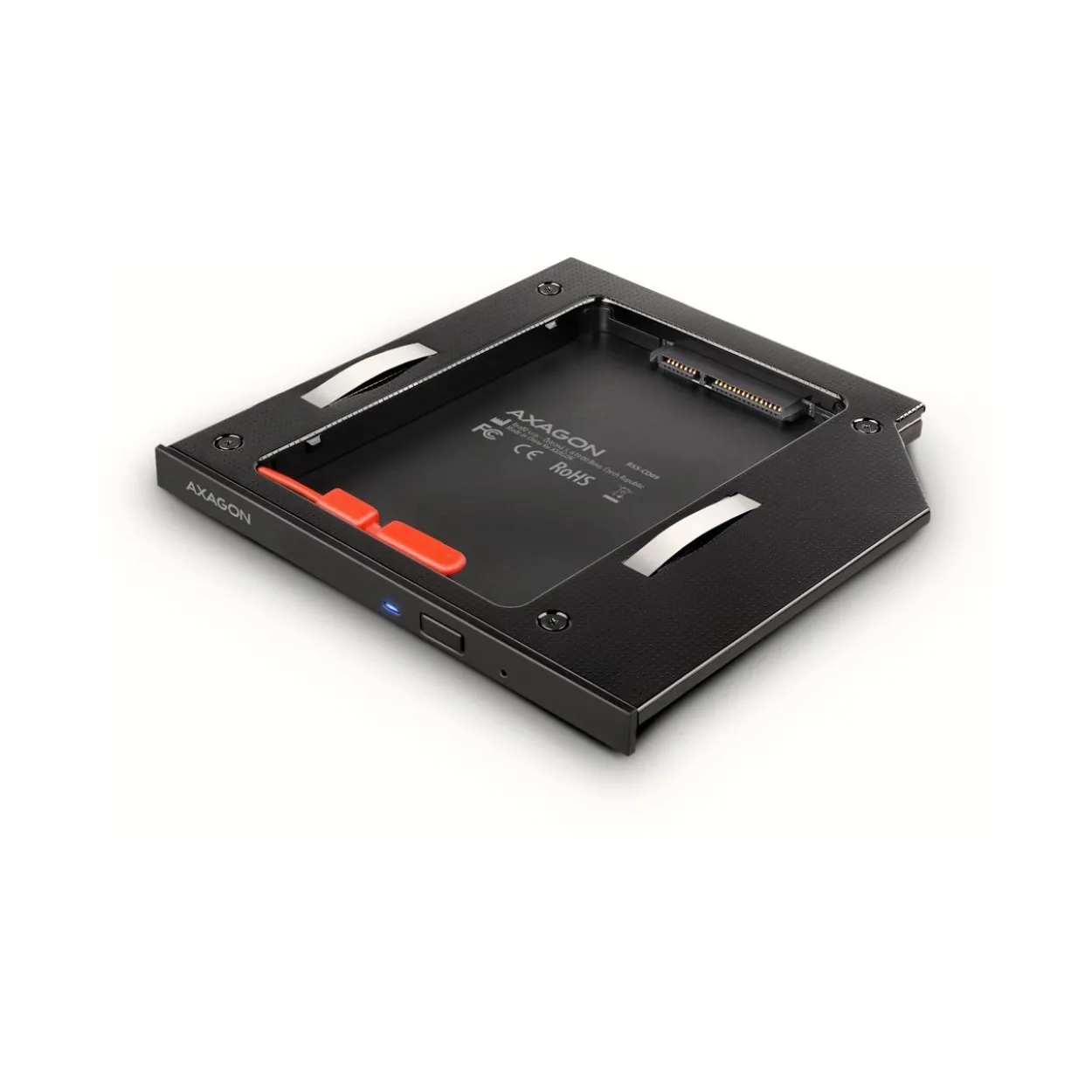 AXAGON RSS-CD09 2.5 Zoll SSD/HDD Adapter für optisches Laufwerk, 9,5 mm, LED