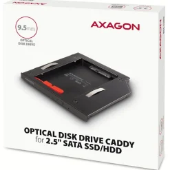 AXAGON RSS-CD09 2.5 Zoll SSD/HDD Adapter für optisches Laufwerk, 9,5 mm, LED