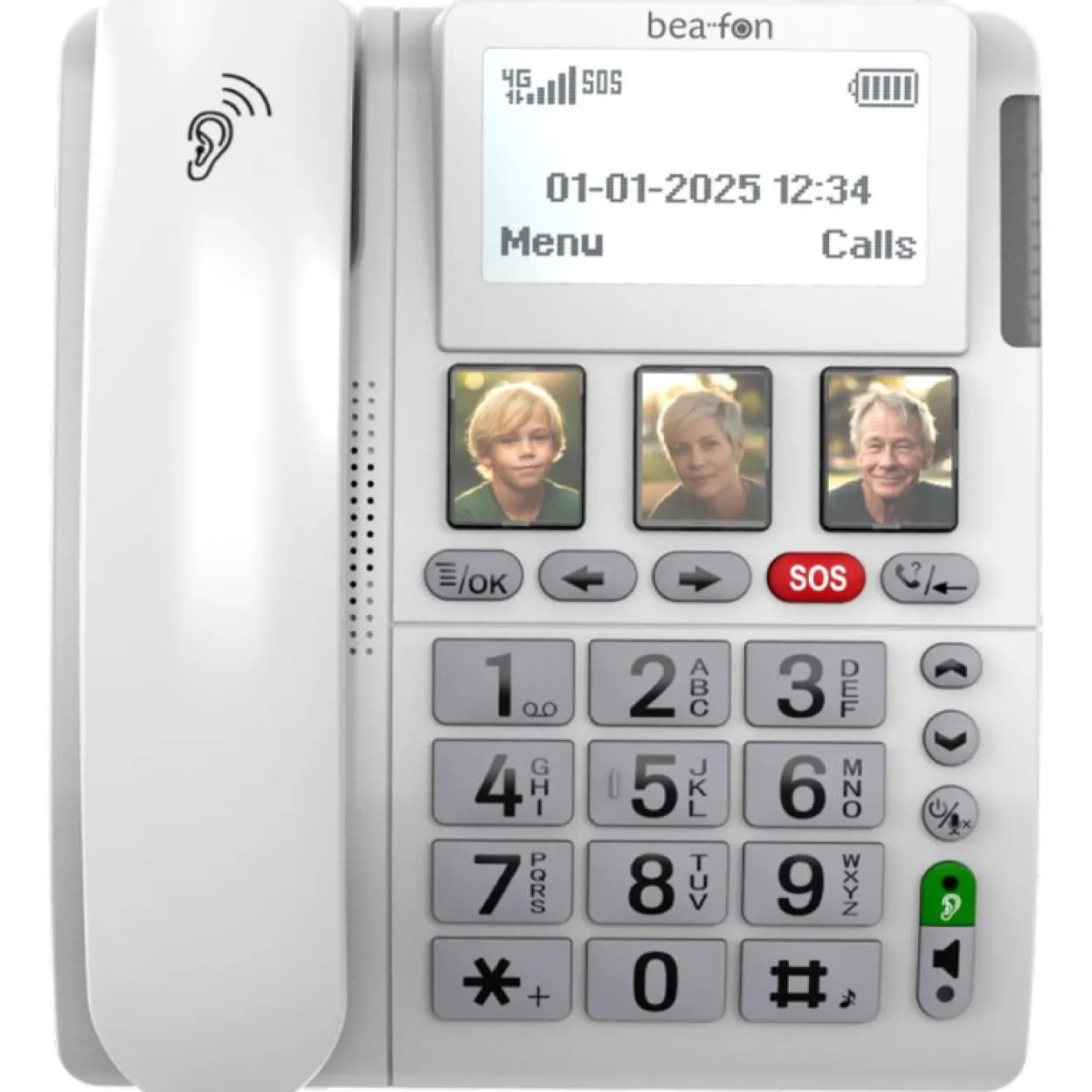Beafon ML10 LTE, 4G Tisch- Mobiltelefon mit SOS Sender, weiß