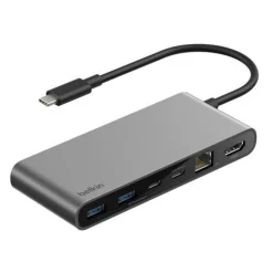 BELKIN CONNECT 8-IN-1 USB-C HUB DUAL USB-C PORTS - SILBER