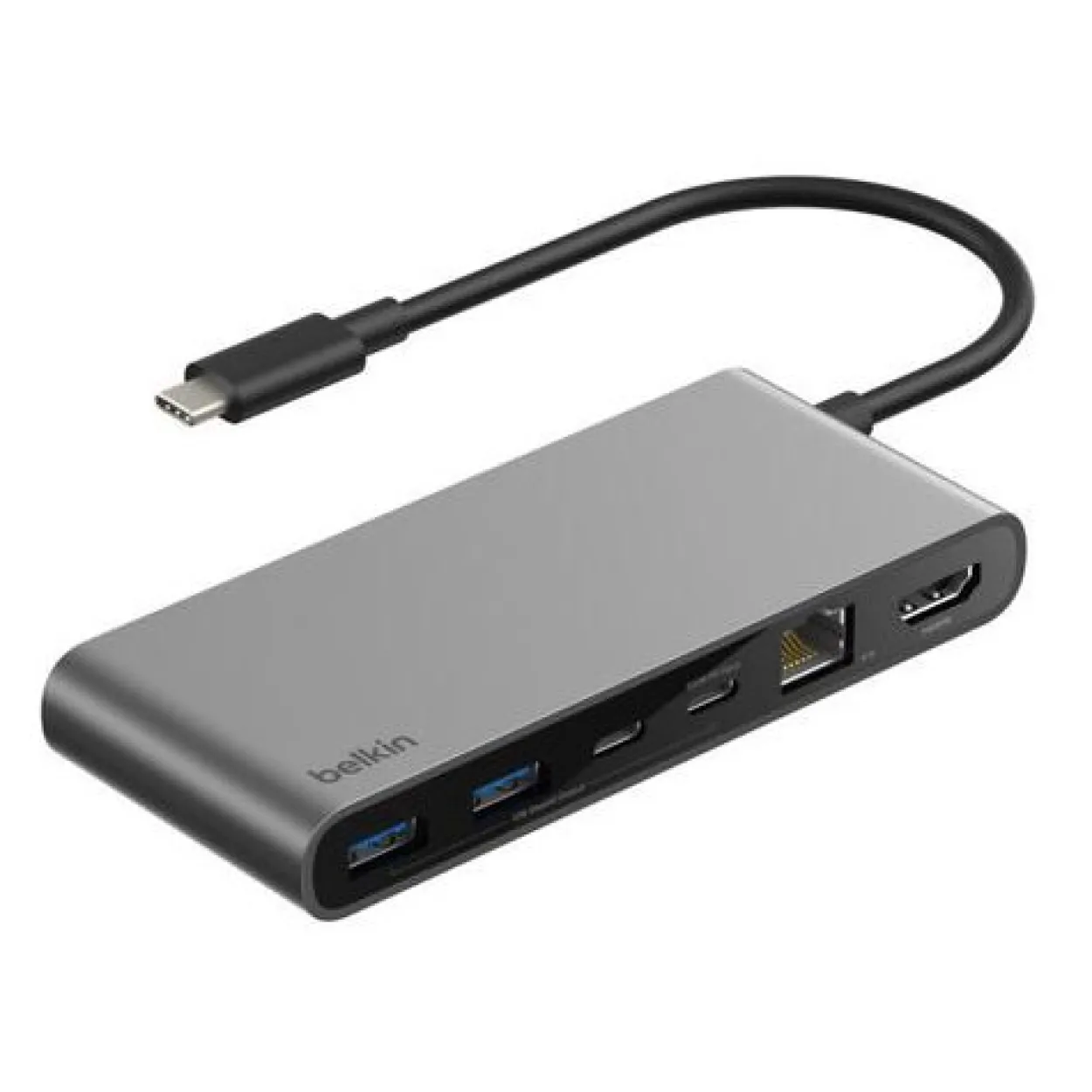 BELKIN CONNECT 8-IN-1 USB-C HUB DUAL USB-C PORTS - SILBER