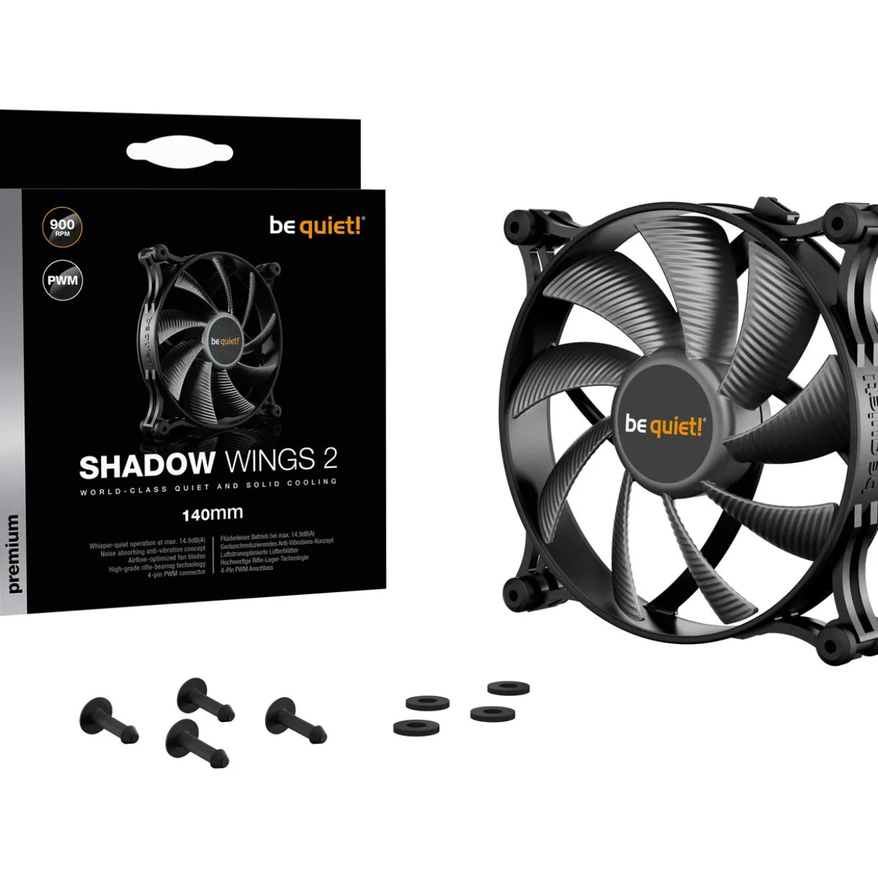 be quiet! Shadow Wings 2 140x140x25mm 900 U/min 14.9 dB(A) schwarz