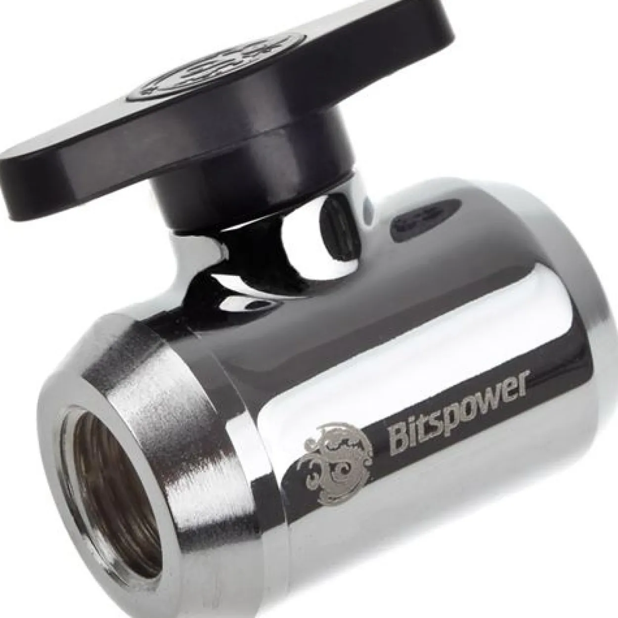 Bitspower Absperrhahn 90 Grad drehbar 2x Gewinde G1/4" silber glänzend