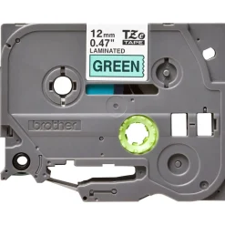 Bother Schriftband TZe-731 Schwarz auf Grün (BxL 12mm x 8m) laminiert