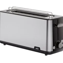 Braun Langschlitz-Toaster PurShine HT 1610 BK (edelstahl/schwarz, 1.030 Watt, für 2 Scheiben Toast)