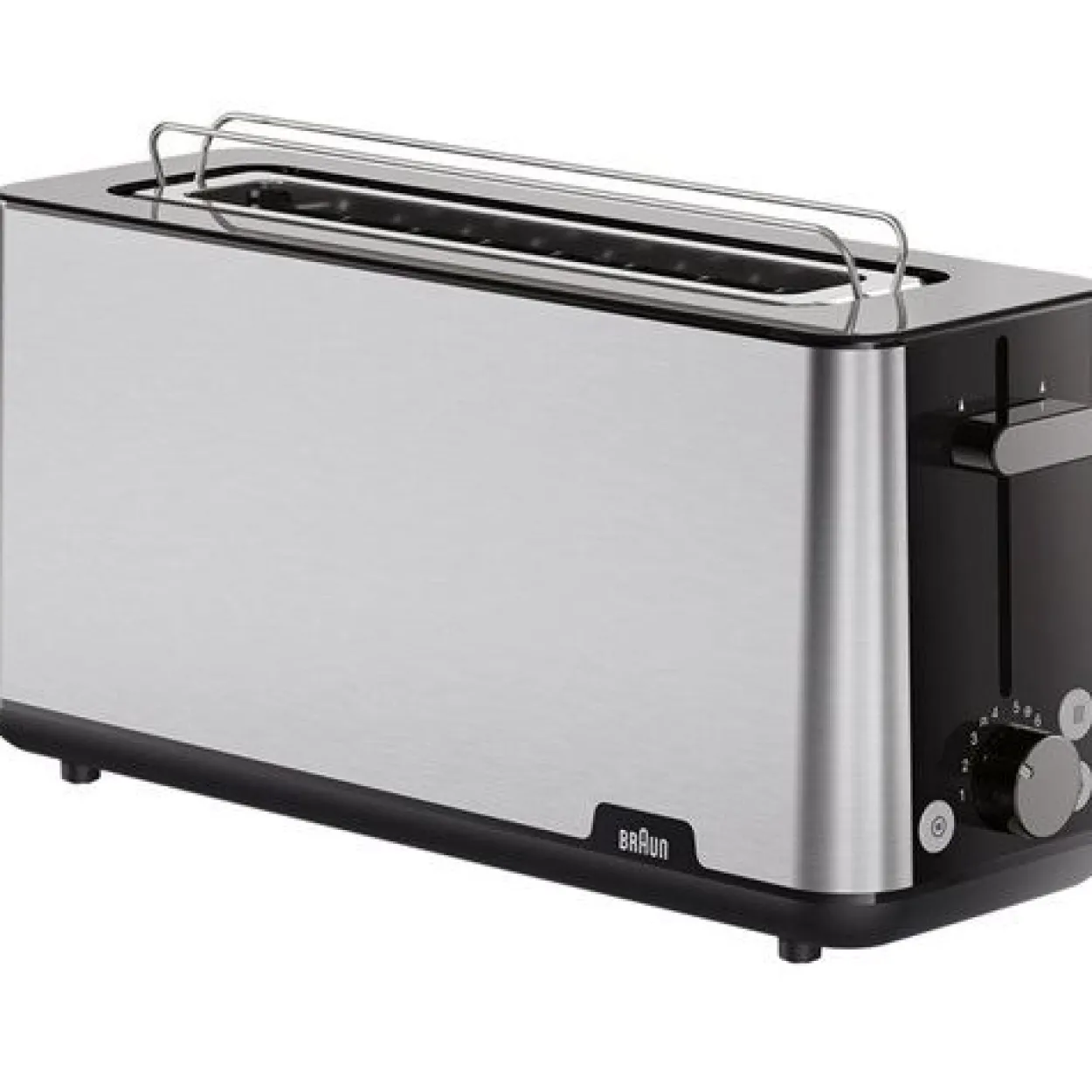 Braun Langschlitz-Toaster PurShine HT 1610 BK (edelstahl/schwarz, 1.030 Watt, für 2 Scheiben Toast)