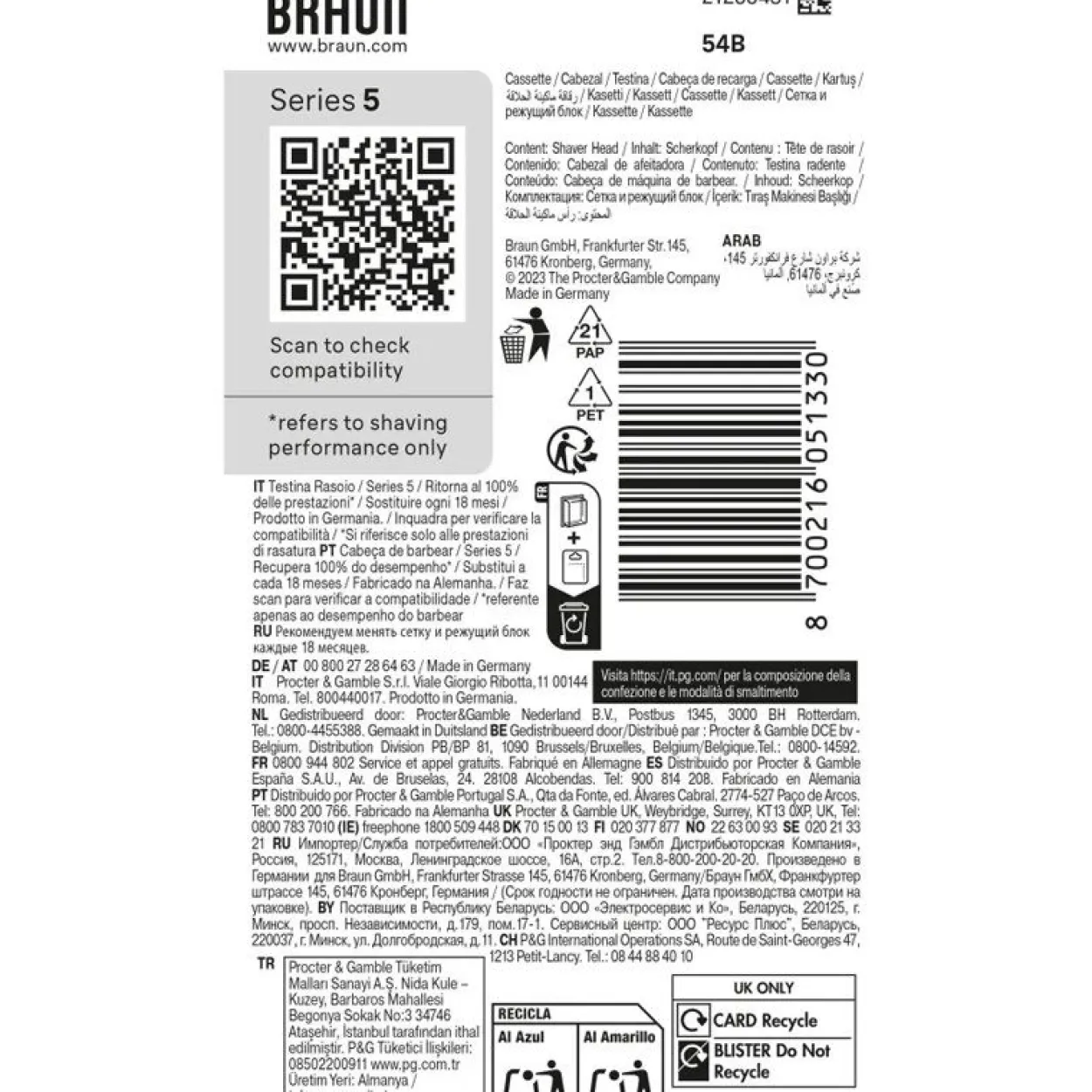 Braun Rasierklinge 51330 / Kombipack 54B Silber