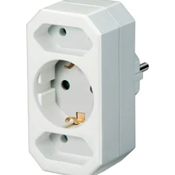 Brennenstuhl Stromadapter Schutzkontakt Stecker auf 2x Euro-Buchse + 1x Schutzkontakt-Buchse Weiß
