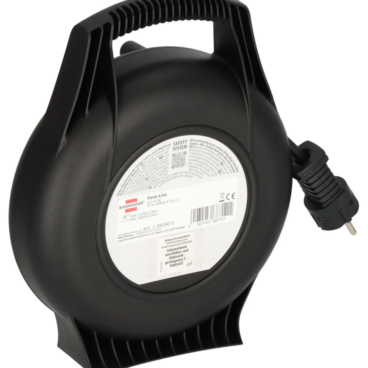 Brennenstuhl Vario Line Kabelbox 4-fach,10m,Indoor Kabeltrom