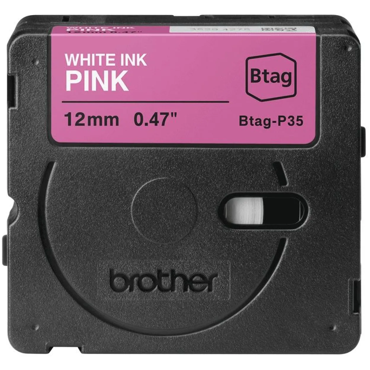 Brother Schriftband 12mmx4m weiß/pink BTAG-P35