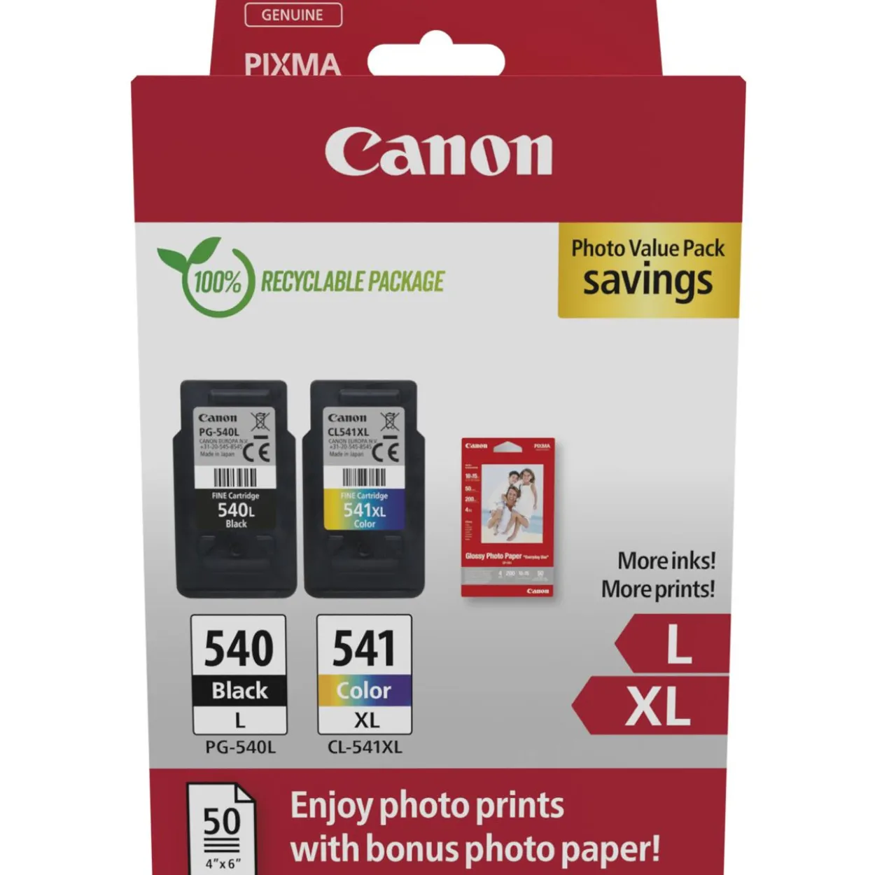 CANON 5224B012 PG540L+CL541XL Pixma MG Tinte+Fotopapier (2) blk-col HC w/o SEC