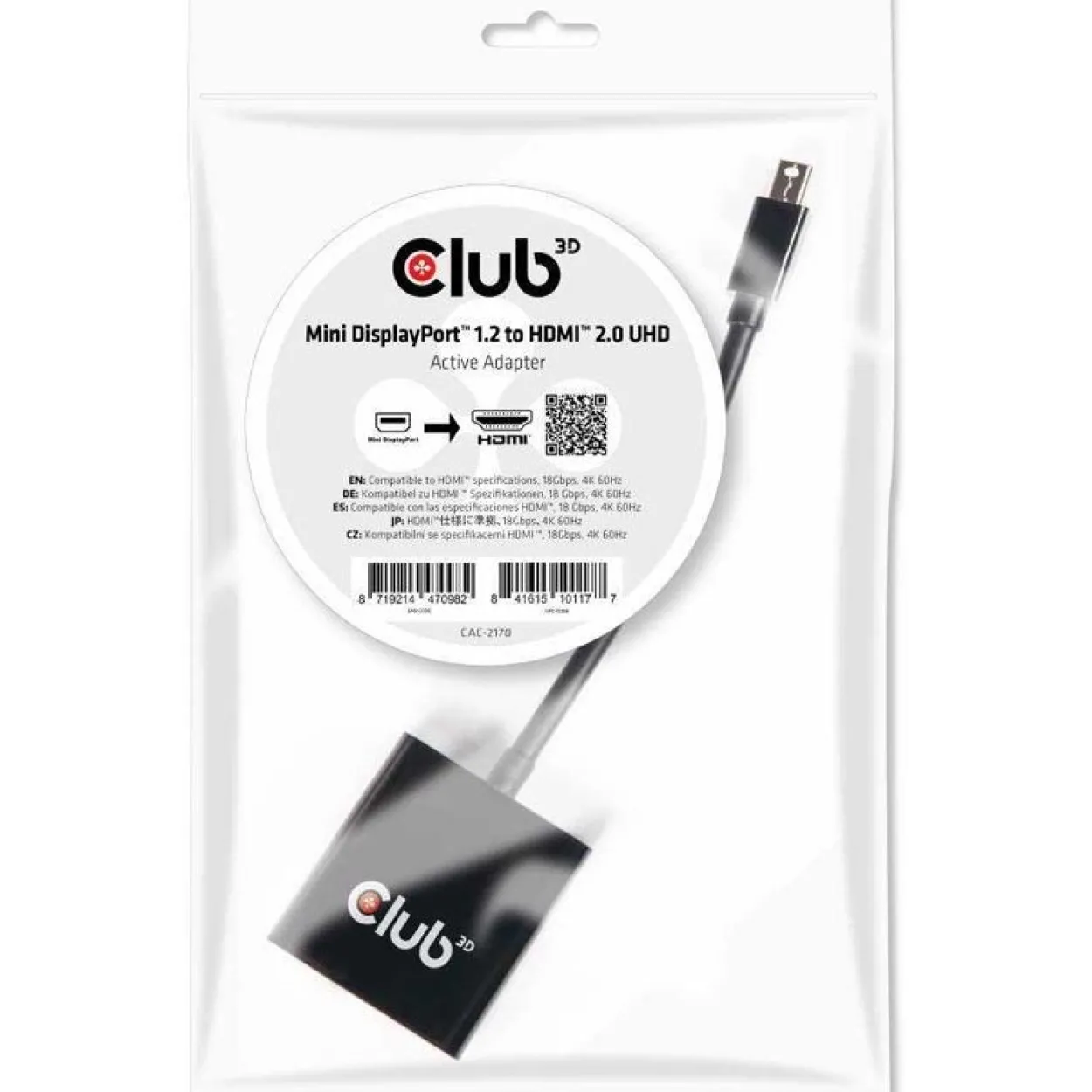 Club 3D Adapter MiniDisplayPort > HDMI 2.0 3D 4K60Hz aktiv