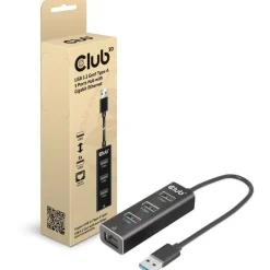 Club3D Adapter USB 3.2 Typ A > 3x USB 3.2 Typ A/LAN retail