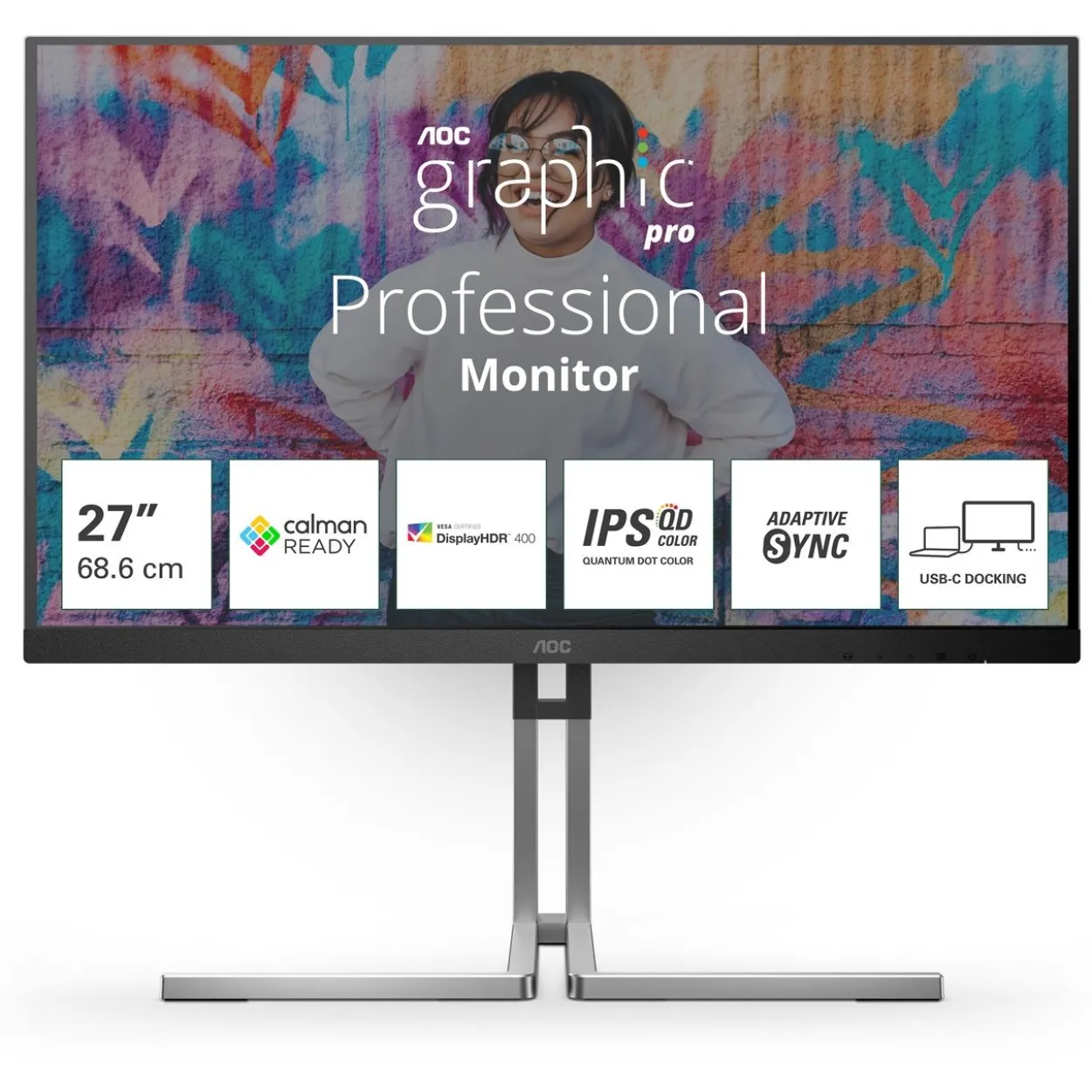 27" (68,58cm) AOC Q27U3CV schwarz/silber 2560x1440 1x DisplayPort 1.2 / 1x DisplayPort-Out 1.2 / 1xHDMI 1.4