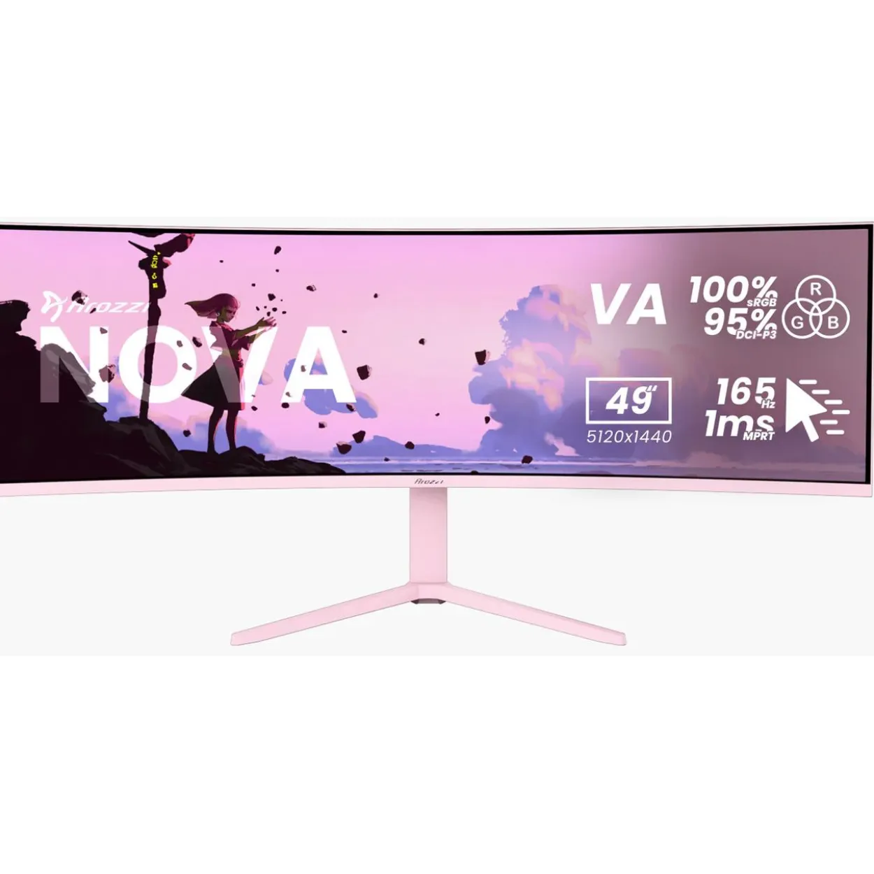 49" (124,46cm) Arozzi Nova 49TUW165 pink 5120x1440 1x USB-C mit Displayport / 2xDisplayport 1.4 / 2x HDMI 2.1