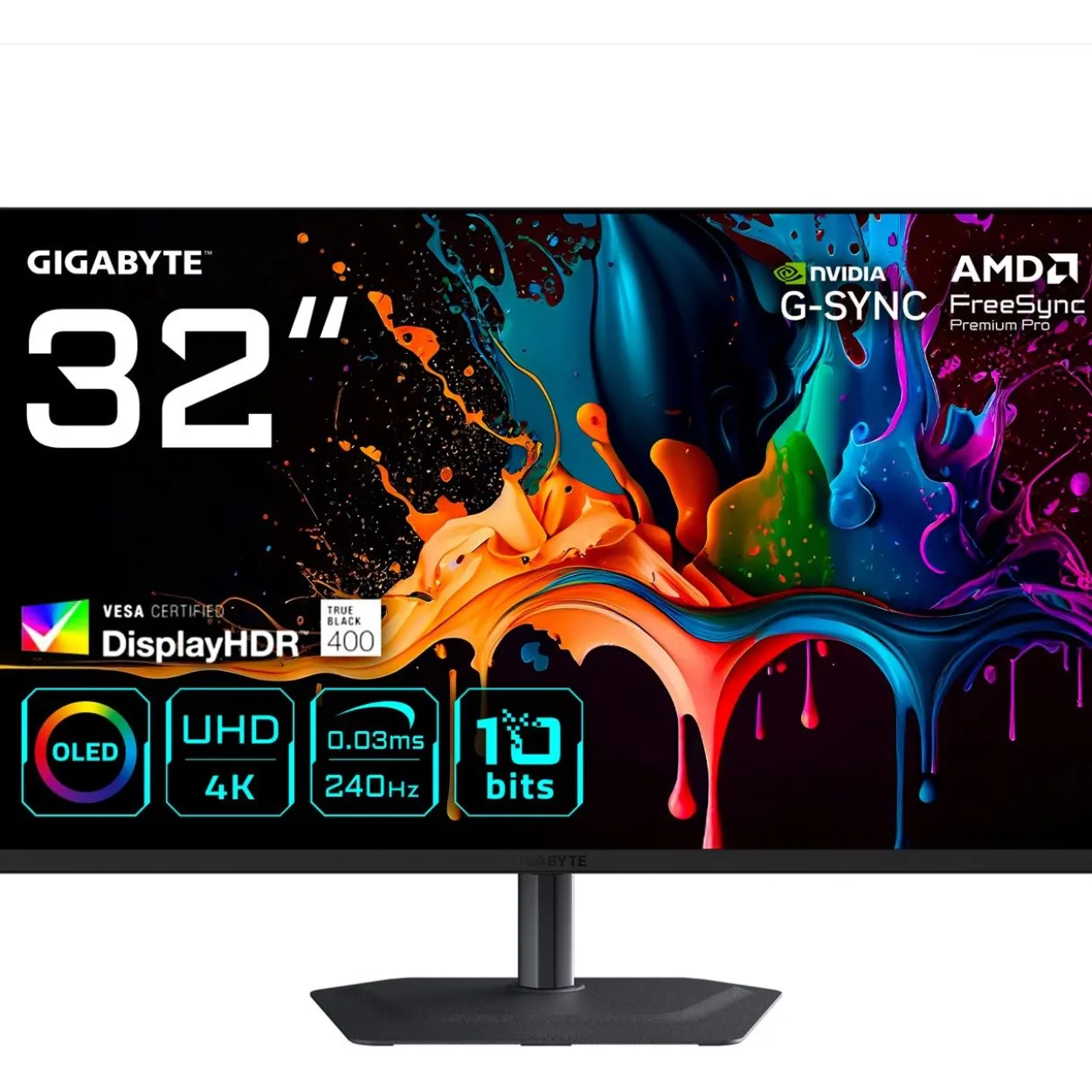 31.5" (80,01cm) Gigabyte MO32U2 OLED schwarz 3840x2160 1xDisplayPort 1.4 / 1x USB-C mit Displayport / 2x HDMI 2.1