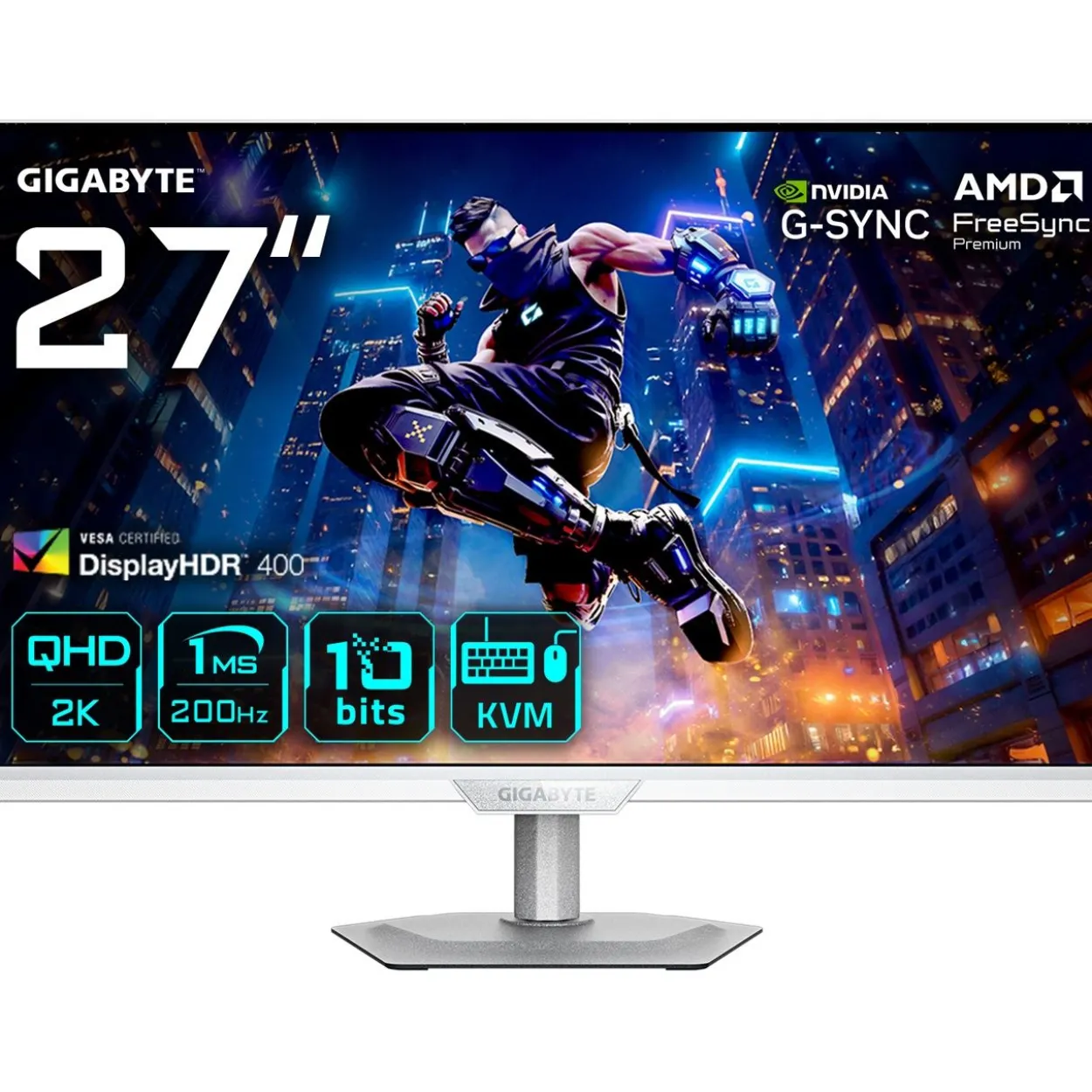 27" (68,58cm) Gigabyte M27Q2 QD ICE weiss 2560x1440 1xDisplayPort 1.4 / 1x USB-C mit Displayport / 2xHDMI 2.0