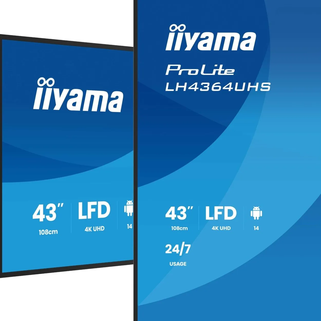43" (109,22cm) iiyama ProLite LH4364UHS-B1AG schwarz 3840x2160 1x USB-C mit Displayport / 2xHDMI