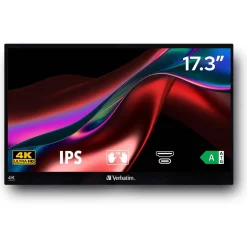 17.3" (43,94cm) Verbatim Touchscreen Monitor schwarz 3840x2160 1x HDMI 1.4 / 2xUSB-C mit DisplayPort
