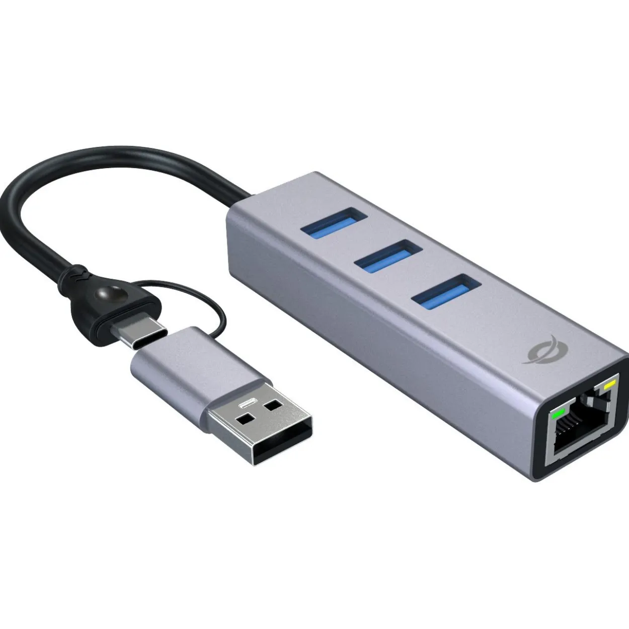 Conceptronic Adapter USB-C/-A3.0->GbE+3x-A3.0 5Gbs gr
