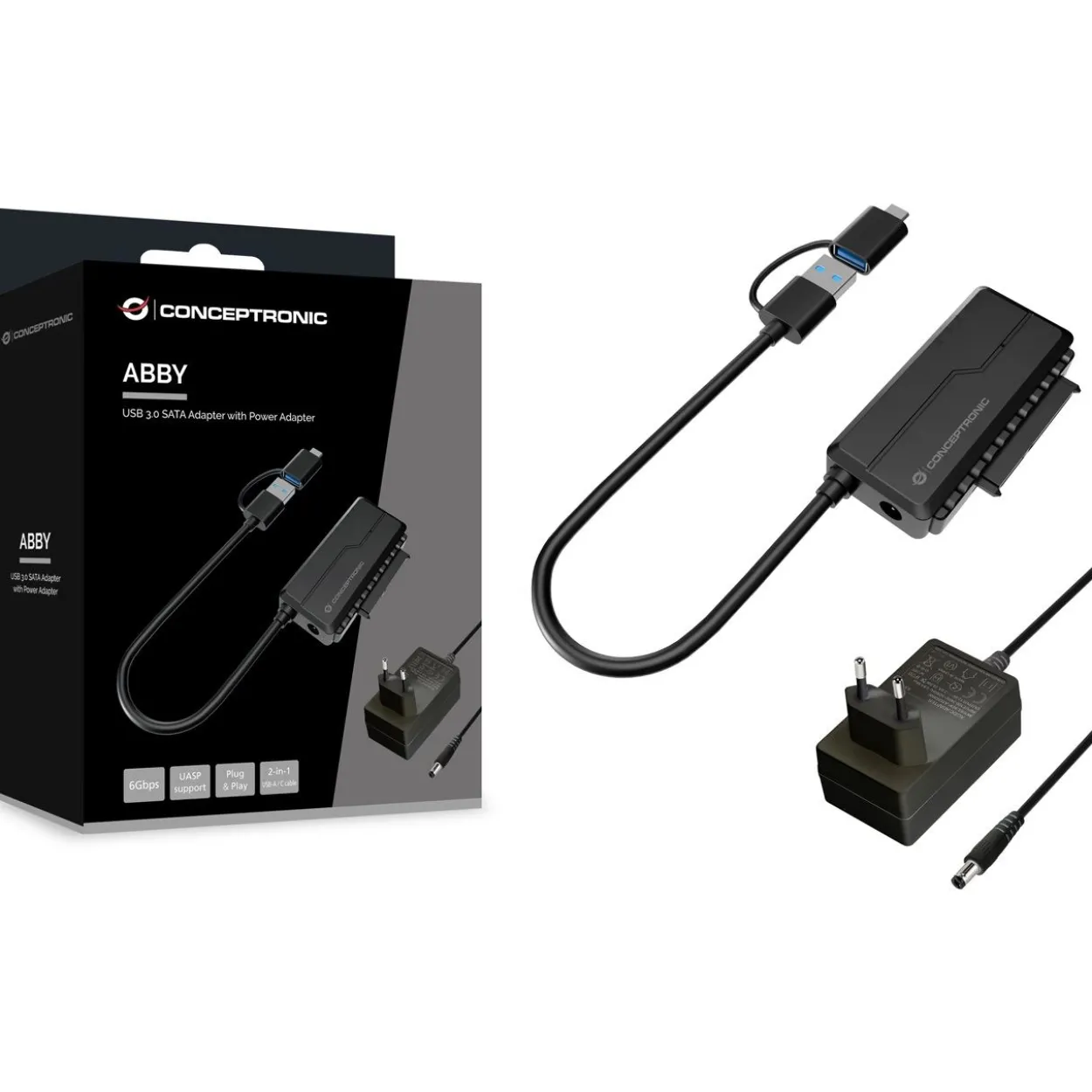 Conceptronic Adapter USB-C -> SATA Adapter 2.5/3.5" schwarz
