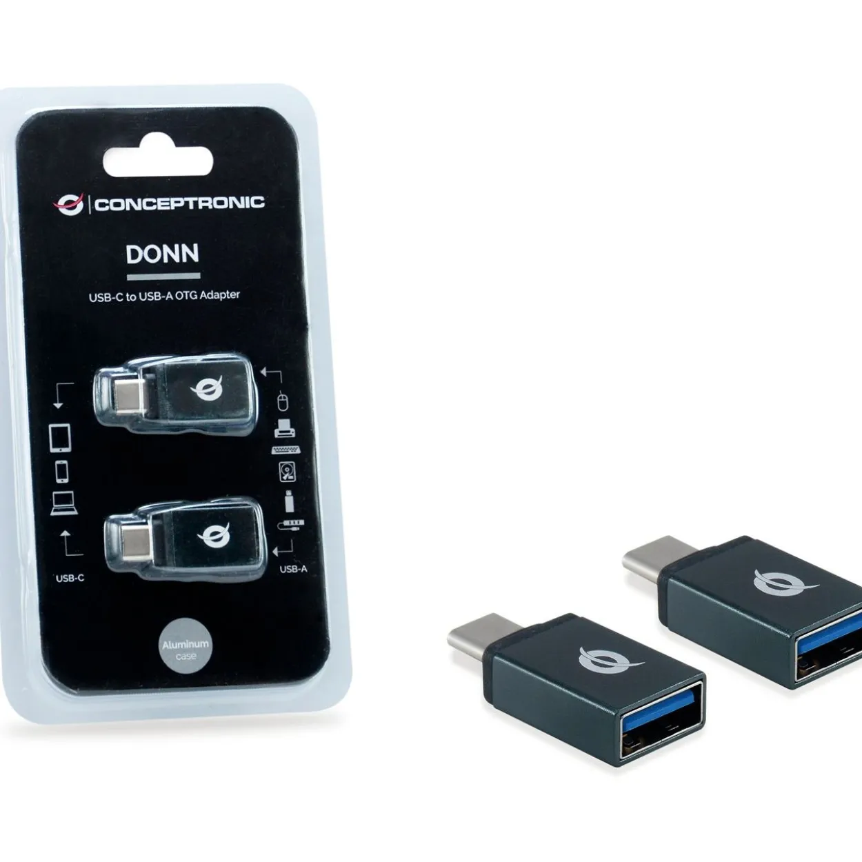 Conceptronic Adapter USB-C -> USB-A 3.0 OTG,2 Stück grau