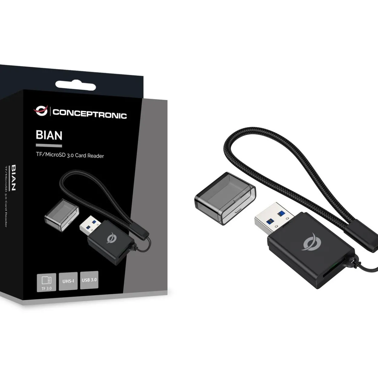 Conceptronic Card Reader USB-A -> Micro SD/TF 3.0 schwarz