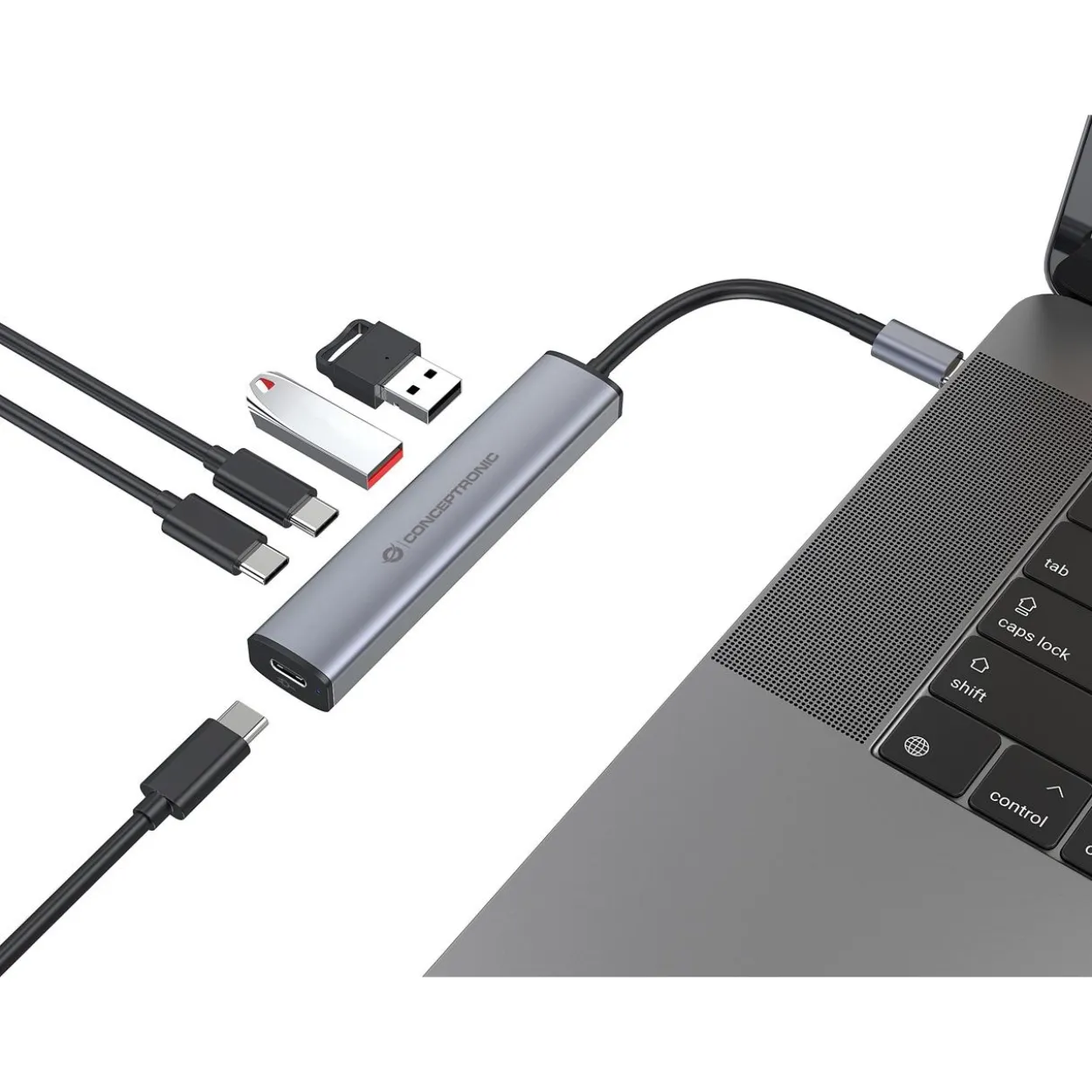 Conceptronic 4-1 Dock USB-C->2xUSB-C/2xUSB-A/100WPD gr