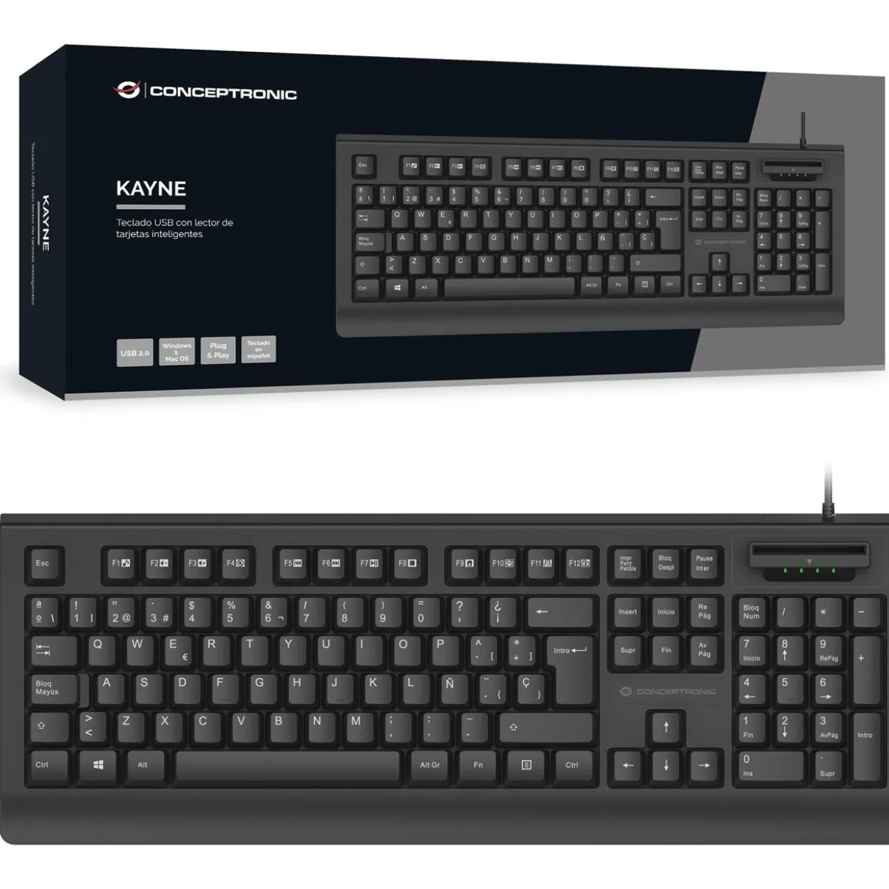Conceptronic KAYNE01ES USB Spanisch schwarz (kabelgebunden)