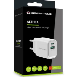 Conceptronic Ladegerät 2Port 33W,1xUSB-C,1xUSB-A weiß