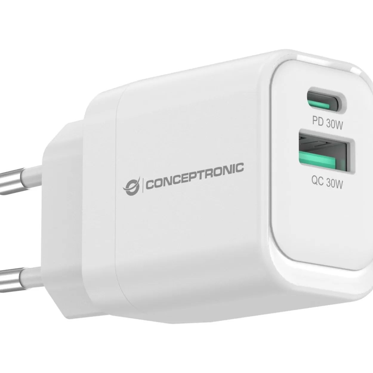 Conceptronic Ladegerät 2Port 33W,1xUSB-C,1xUSB-A weiß
