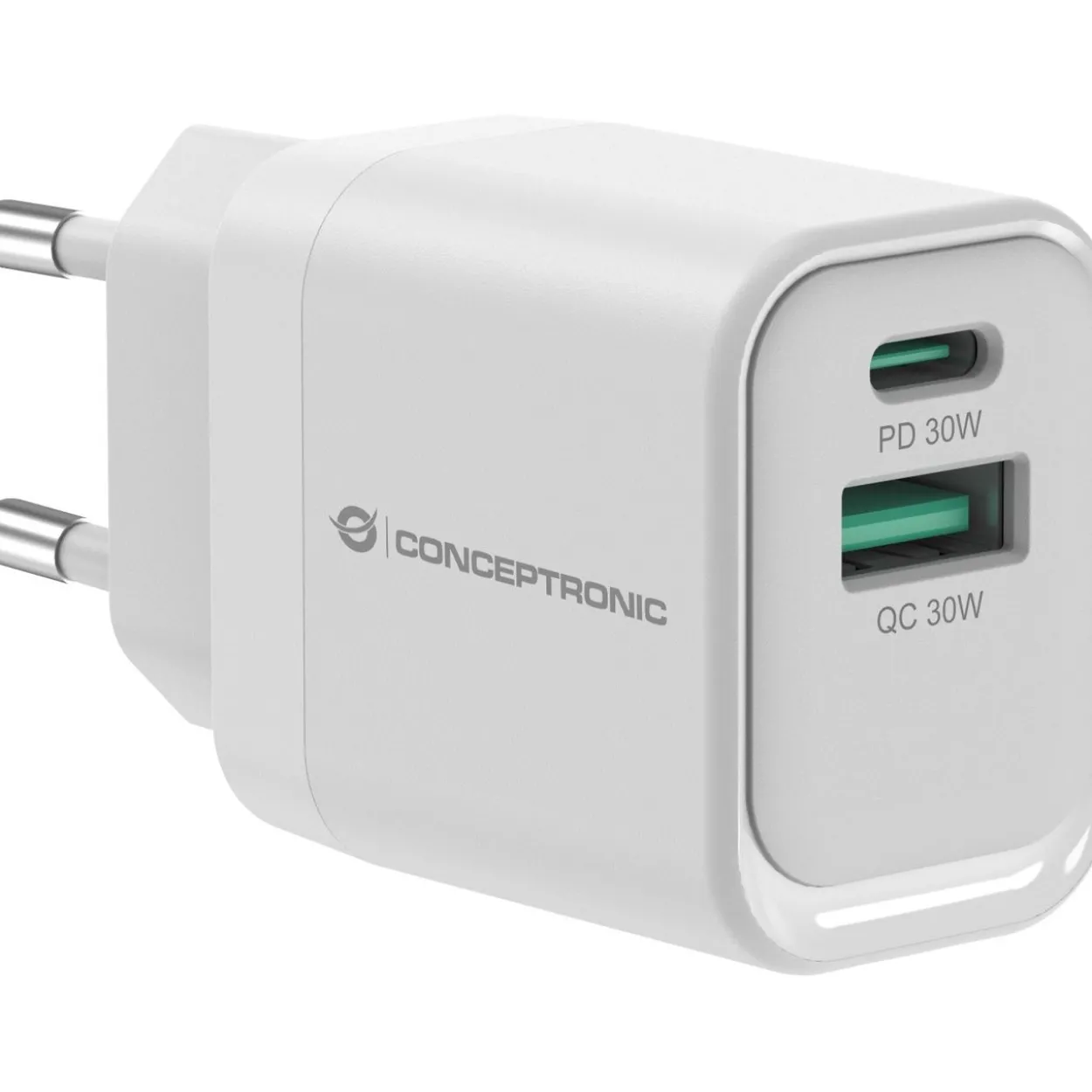 Conceptronic Ladegerät 2Port 33W,1xUSB-C,1xUSB-A weiß