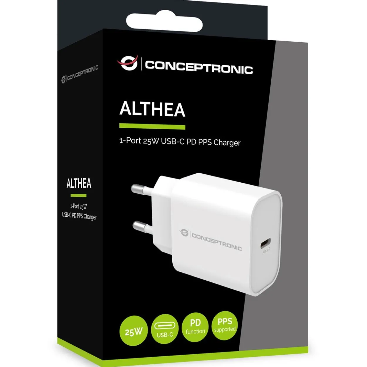 Conceptronic Ladegerät 1Port 25W,1xUSB-C PD 1.3A weiss