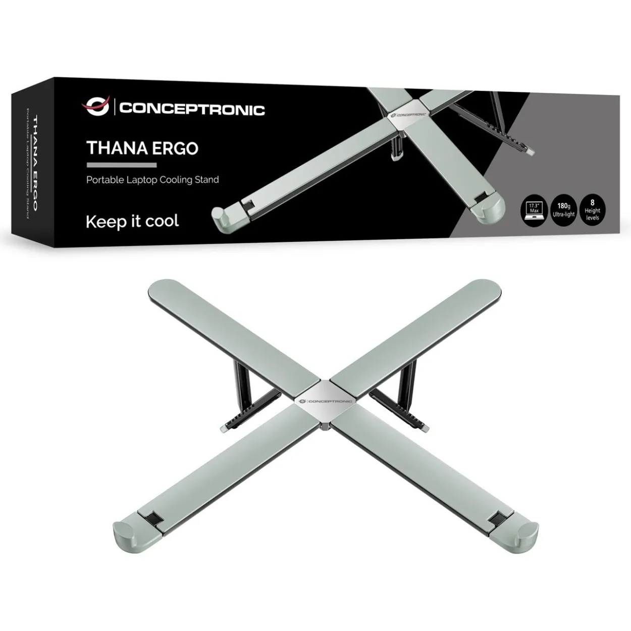 Conceptronic Laptop-Stand 5kg ERGO tragbar 17.3"sil