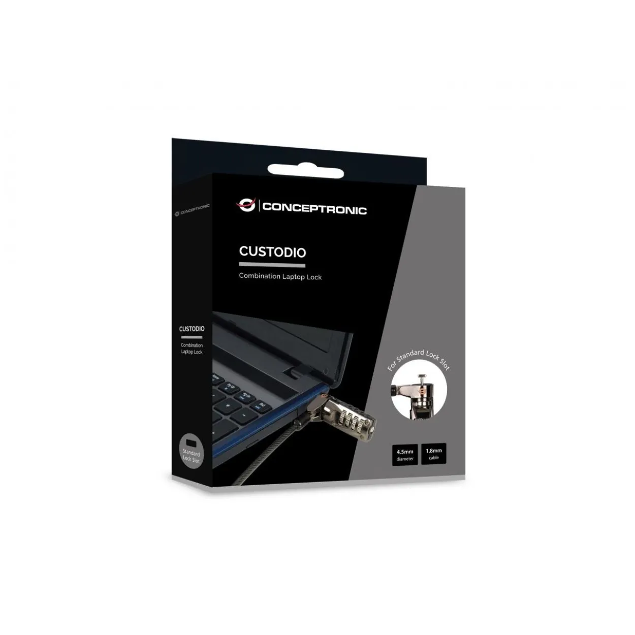 Conceptronic NBT Notebook Zahlenschloss Standard 1.8m sw