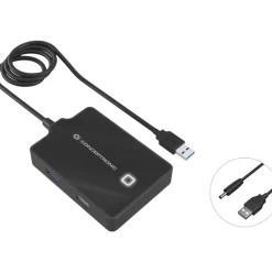 Conceptronic USB-Hub 4-Port 3.0 ->1x3.0 3x2.0 o.Netzteil sw