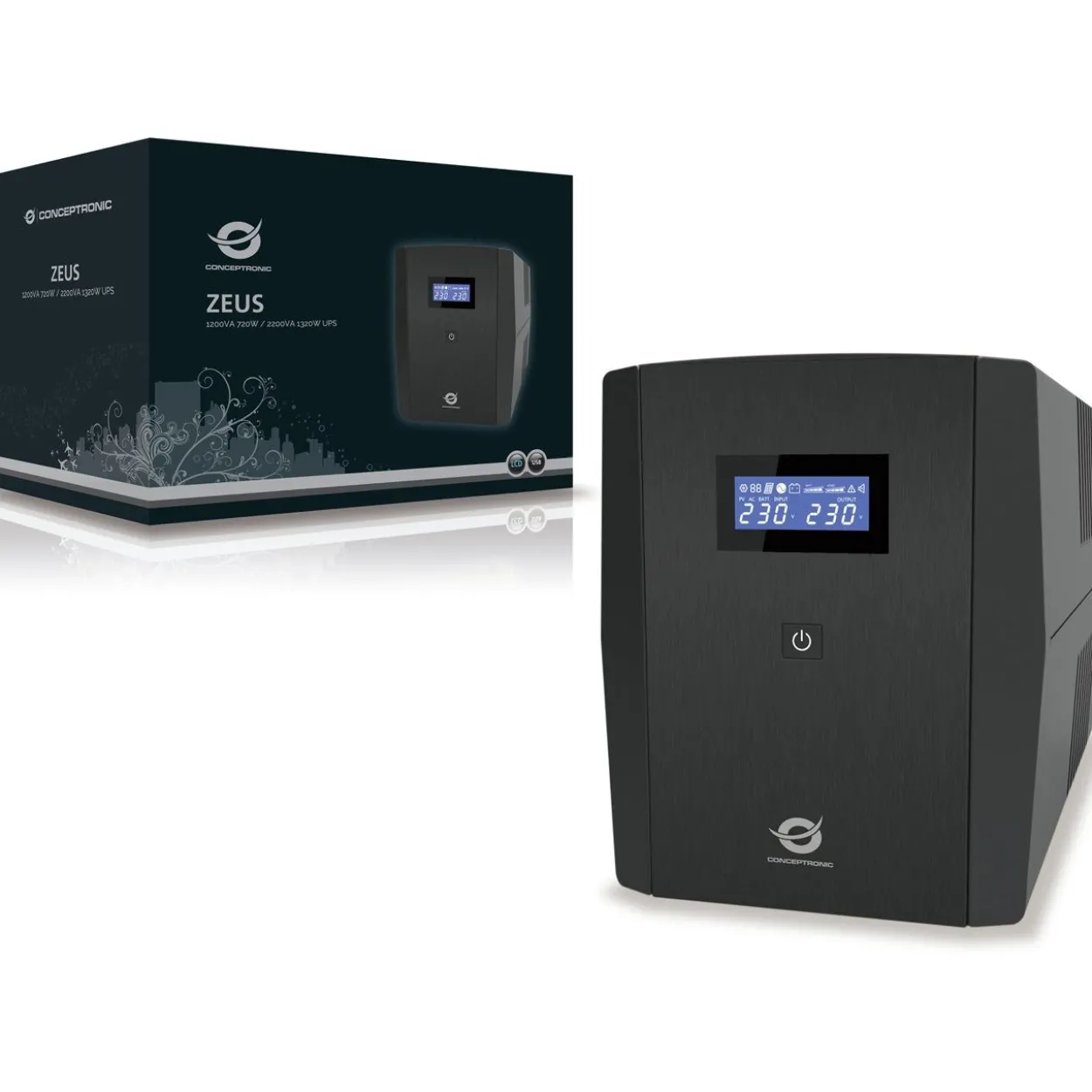 Conceptronic ZEUS UPS 1200VA 720W IEC+Schutzkontakt Socket