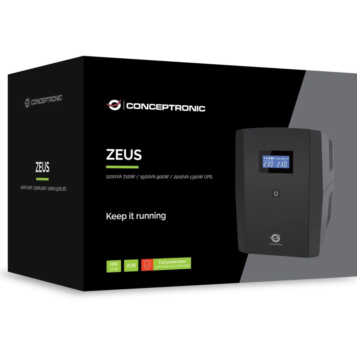 Conceptronic ZEUS USV 1200VA 720W 4xUK Sockets HID,USB,RJ45